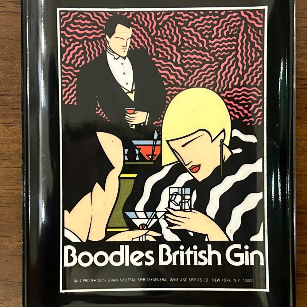 Vintage Boodles British‎ Gin Art Deco Advertising Tray | Italy | 4” x 6” Barware